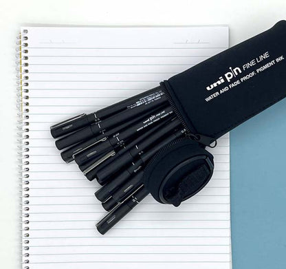 White Smoke UNI PIN Fineliner with BONUS Pencil Case, Assorted Colours, Pk15 Pens and Markers