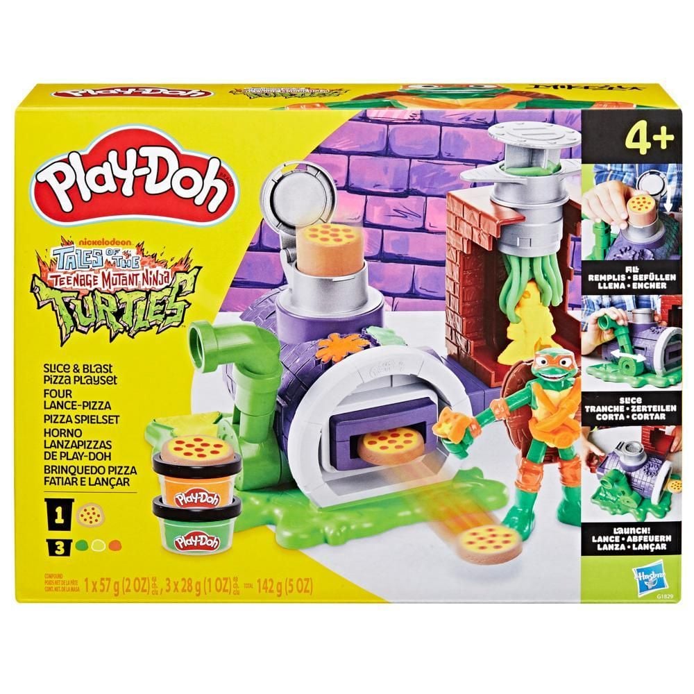 Light Gray Play-Doh Teenage Mutant Ninja Turtles Slice & Blast Pizza Playset Kids Clay, Dough & Modelling