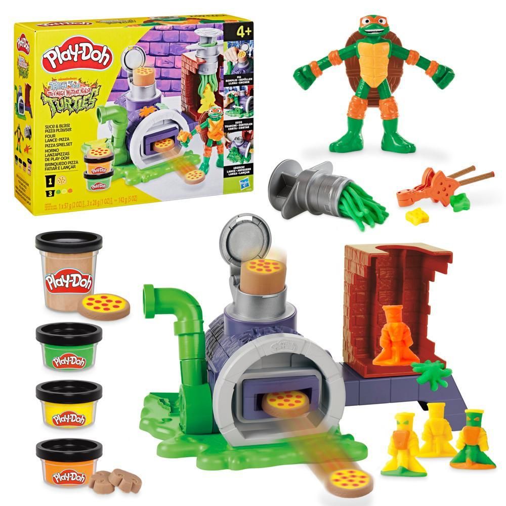 White Smoke Play-Doh Teenage Mutant Ninja Turtles Slice & Blast Pizza Playset Kids Clay, Dough & Modelling