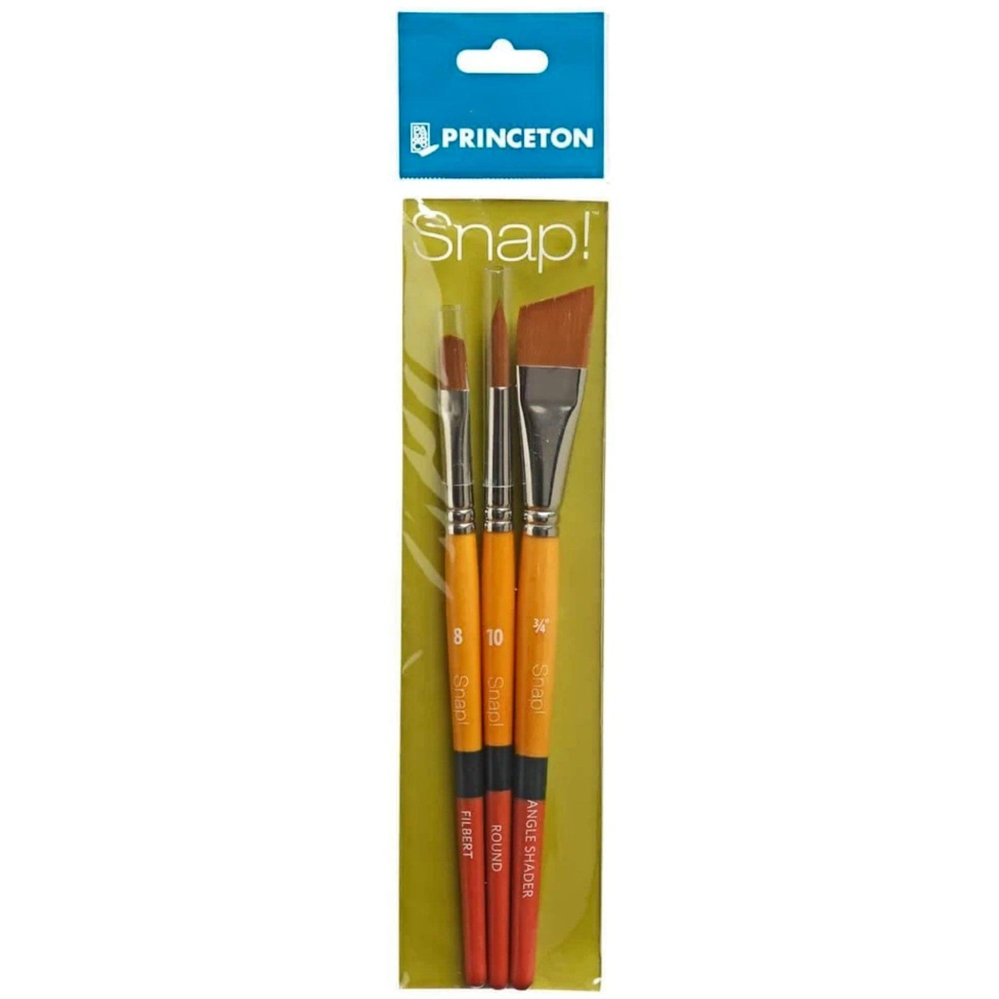 Dark Goldenrod Princeton Snap 9650 Sythentic Gold Short Handle Brush, Snap 9650 Set #1- 3pc Set Paint Brushes