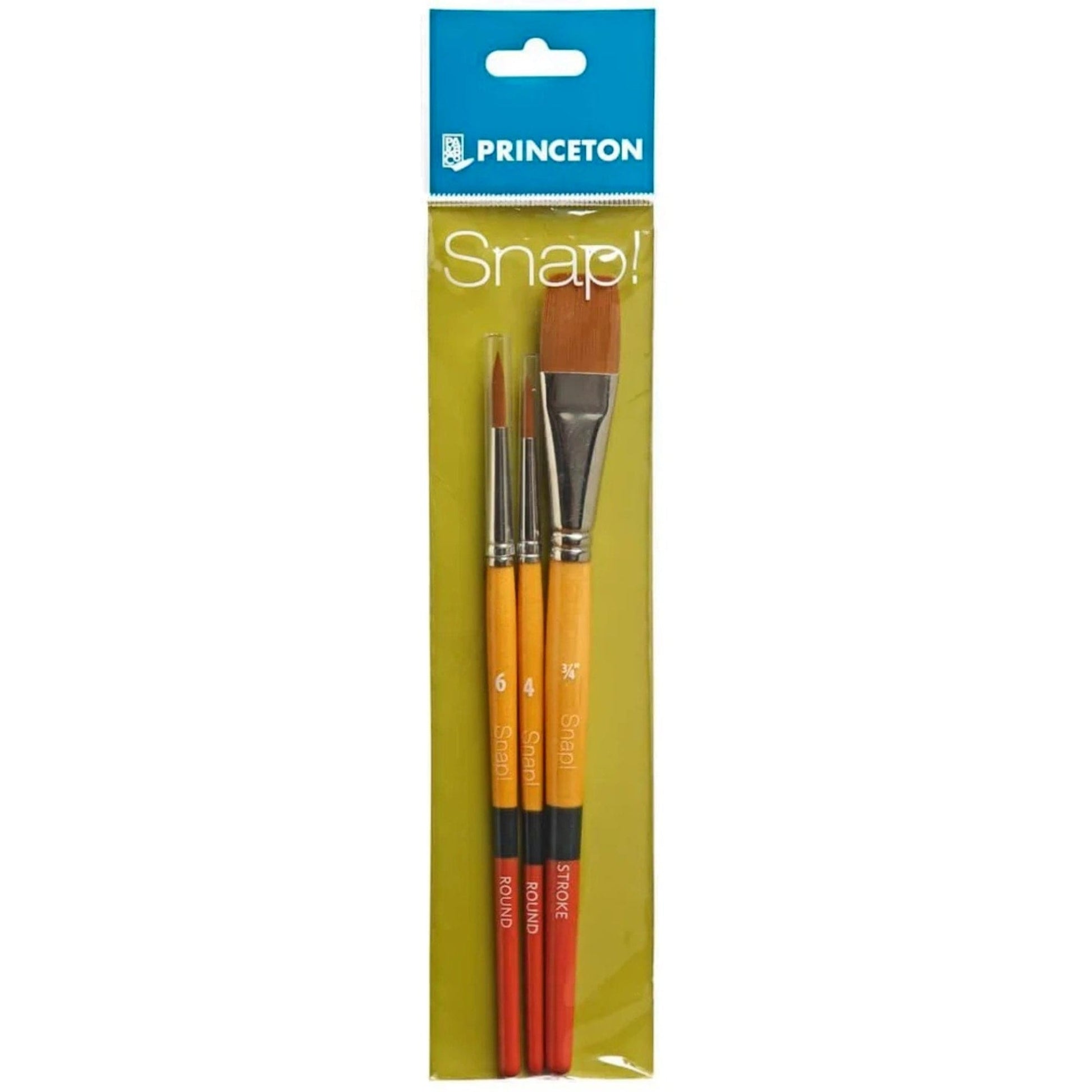 Dark Goldenrod Princeton Snap 9650 Sythentic Gold Short Handle Brush, Snap 9650 Set #2- 3pc Set Paint Brushes