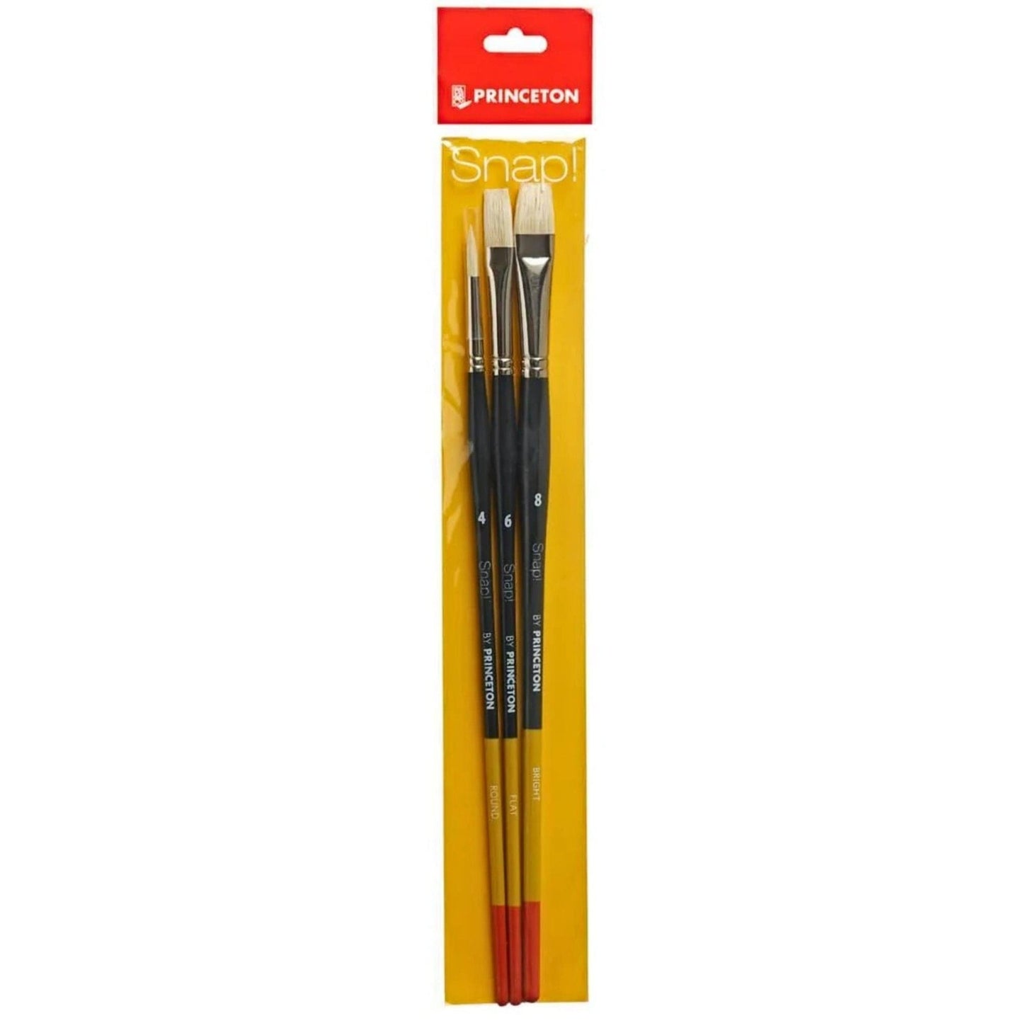 Saddle Brown Princeton Snap 9700 Natural Long Handle Brush Set #4- 3pc Set Paint Brushes