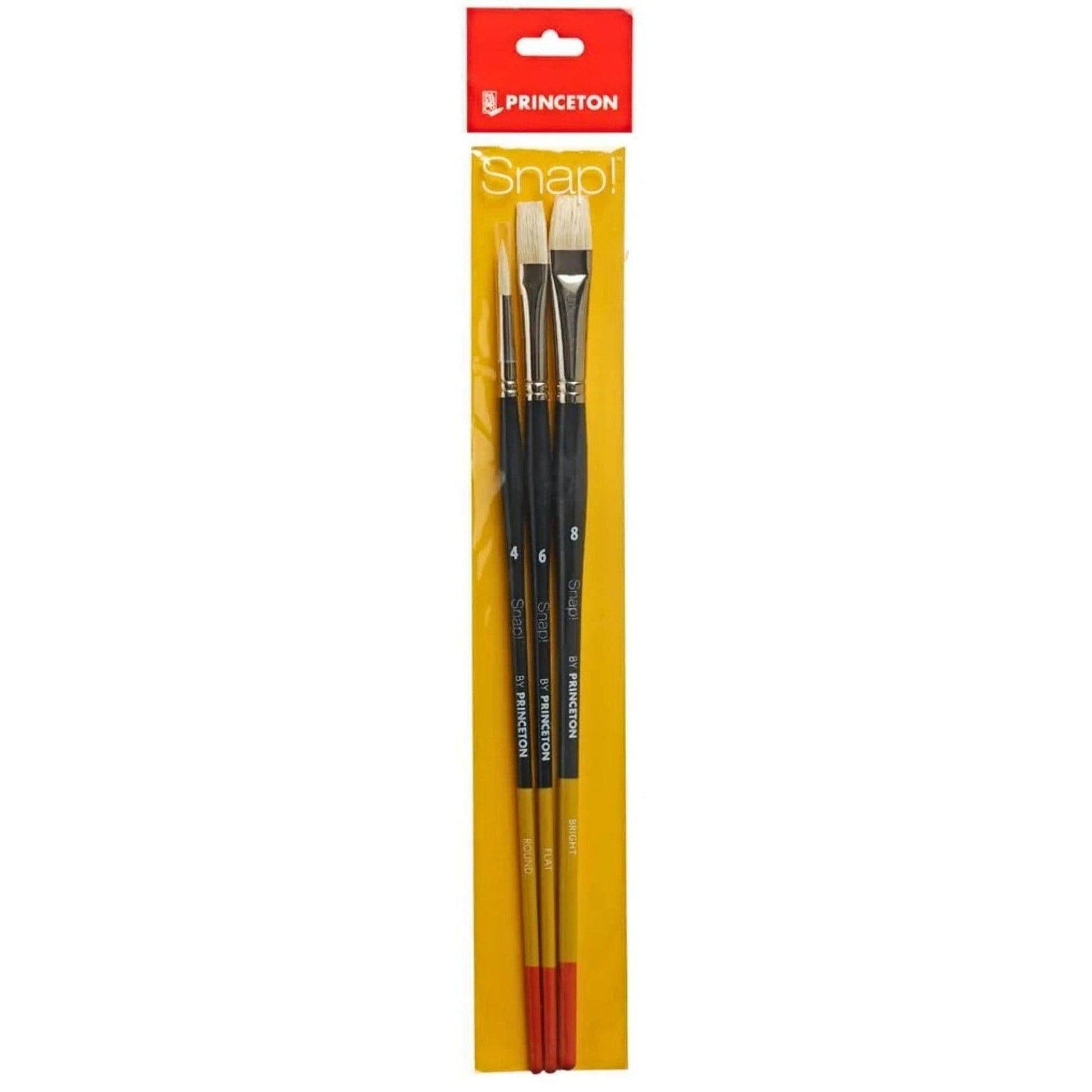 Saddle Brown Princeton Snap 9700 Natural Long Handle Brush Set #4- 3pc Set Paint Brushes