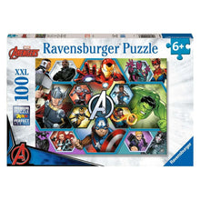 100-piece Ravensburger Marvel Avengers jigsaw puzzle box, featuring colorful character artwork