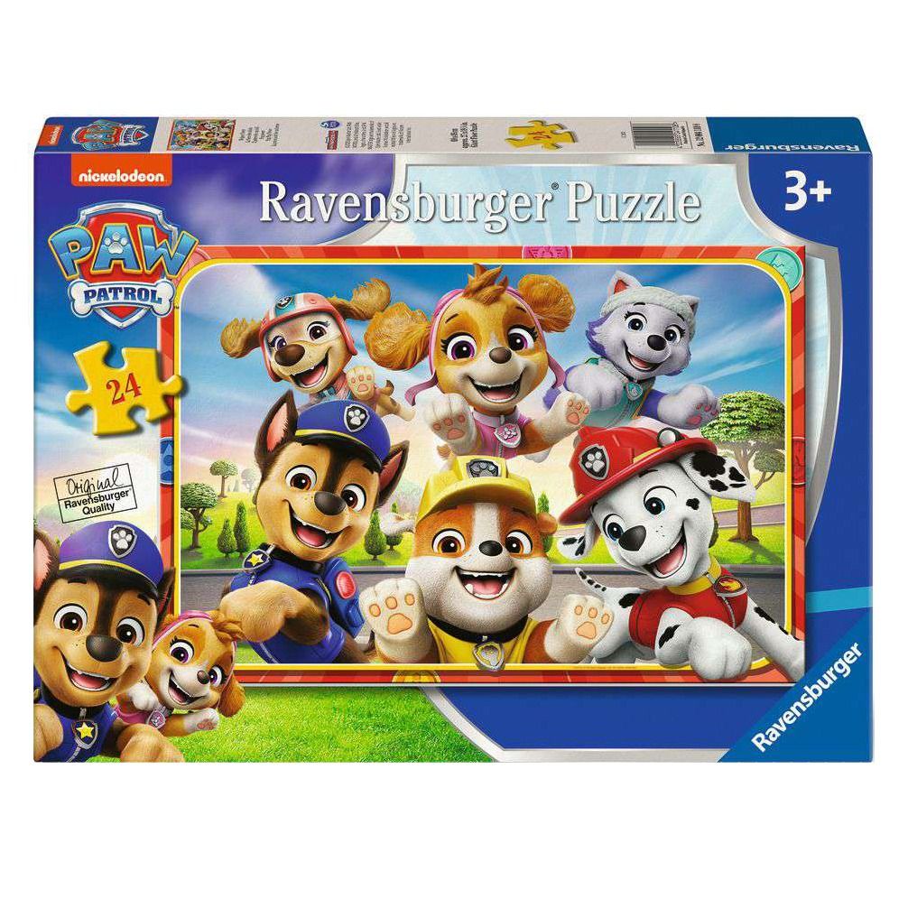 Ravensburger Paw Patrol 24-piece jigsaw puzzle box with four cartoon puppies
