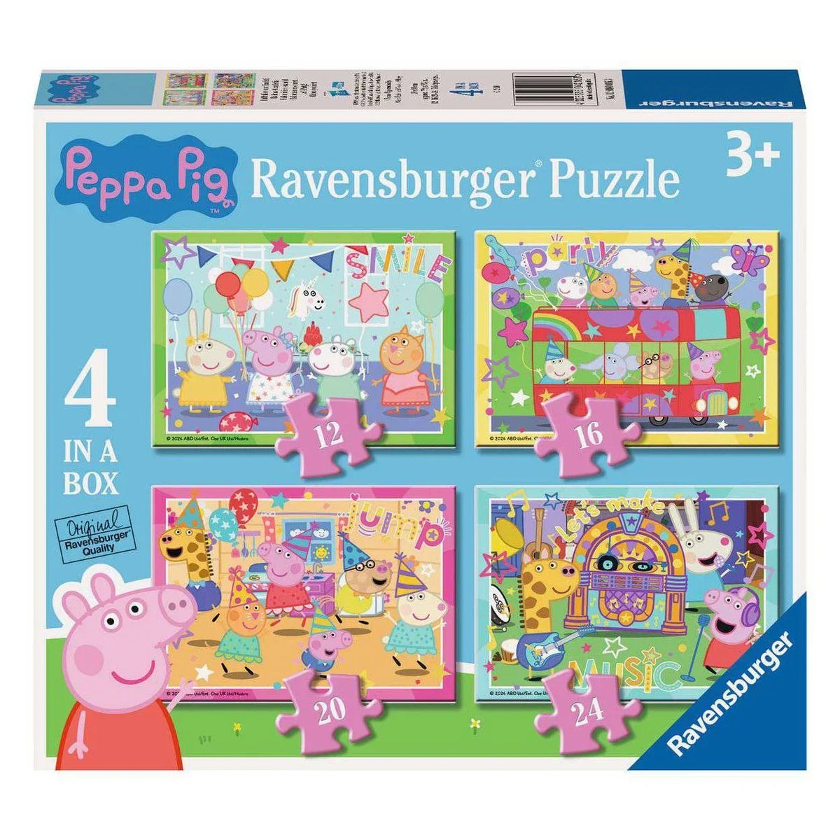 Peppa Pig jigsaw puzzle set box with 12,16,20,24 pieces, age 3+