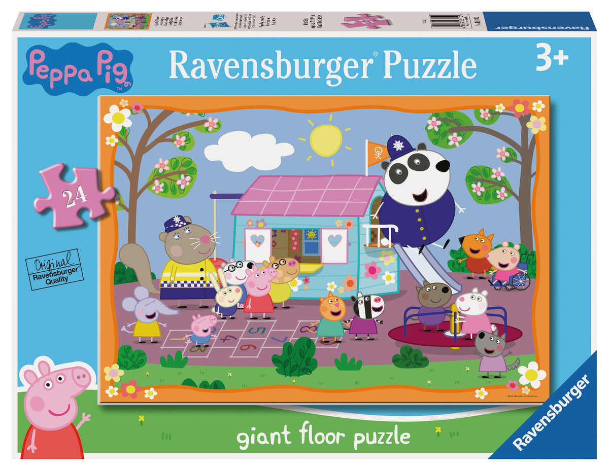 Peppa Pig themed giant floor puzzle box with colorful clubhouse scene, 24 pieces