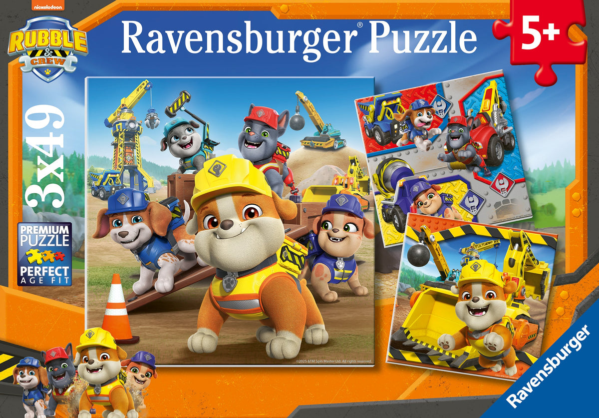 Ravensburger Puzzle box showing Rubble & Crew characters and 3x49 age 5+
