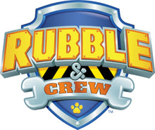 Rubble & Crew logo with shield and paw print, colorful title lettering