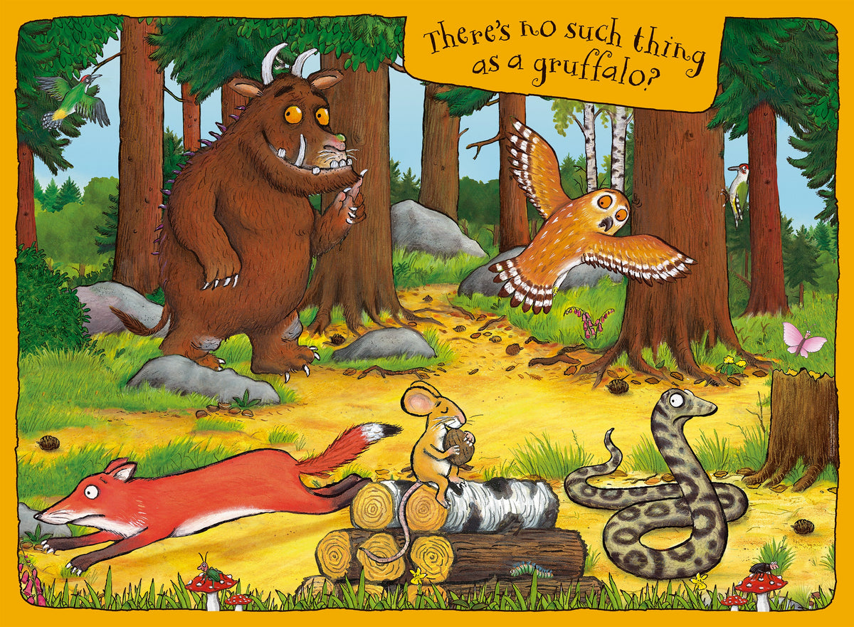 Floor puzzle board with colorful forest animal scene, 16 chunky pieces