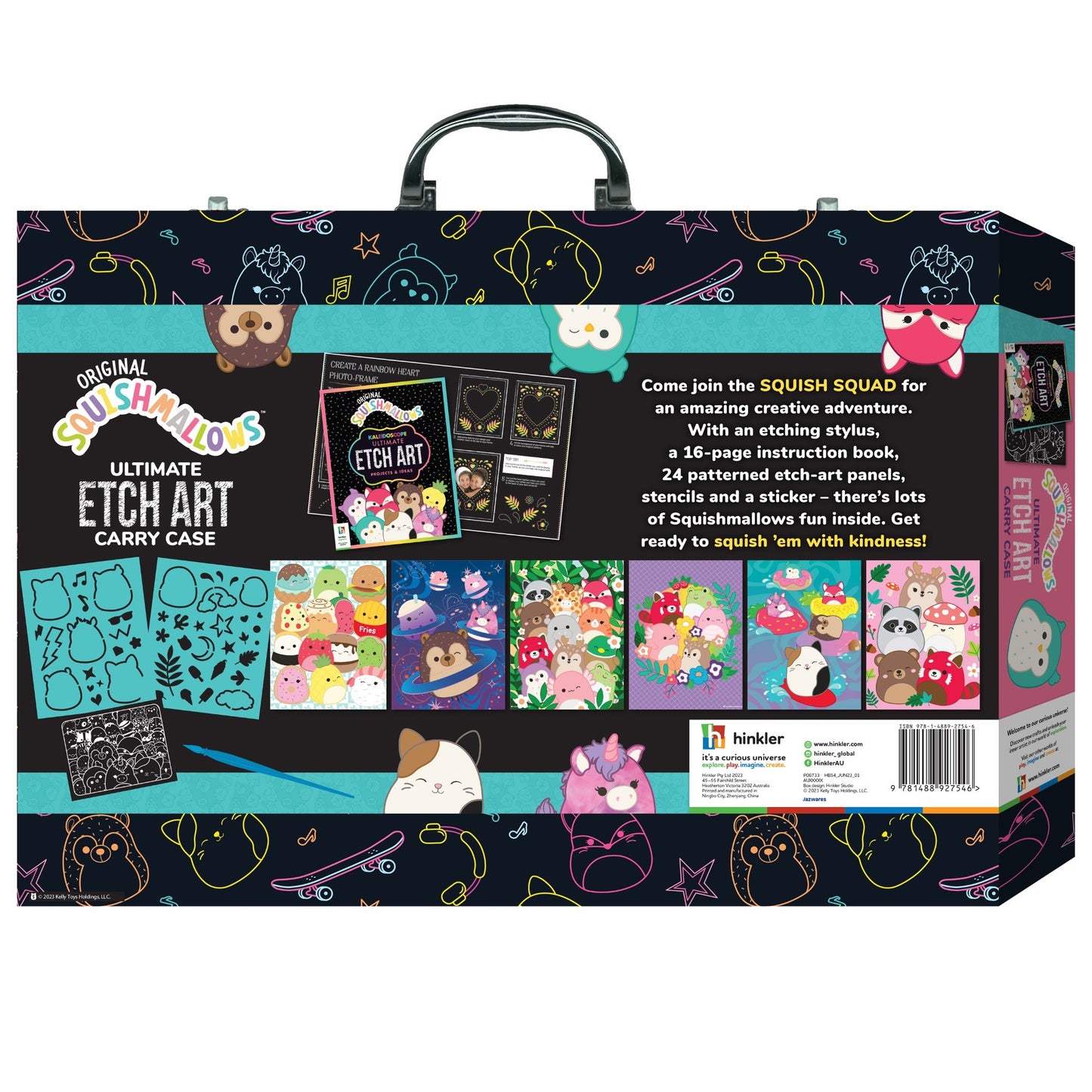 White Smoke Kaleidoscope Etch Art Carry Case - Squishmallows Kids Craft Kits