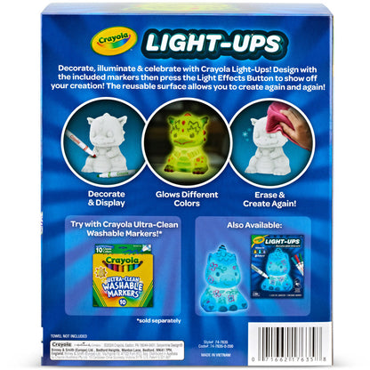 Crayola Light-Ups dragon kit back packaging with marker decoration instructions