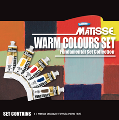 Black Derivan Matisse Structure, Warm Colours Set, 5x75ml Acrylic Paints