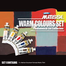 Black Derivan Matisse Structure, Warm Colours Set, 5x75ml Acrylic Paints