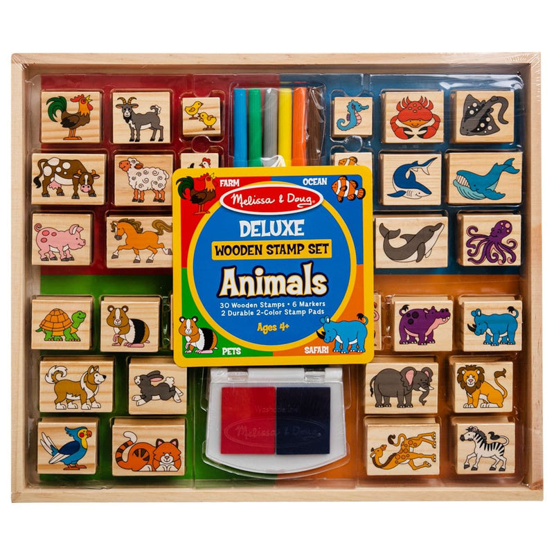 Tan Melissa & Doug - Deluxe Wooden Stamp Set - Animals Kids Craft Kits