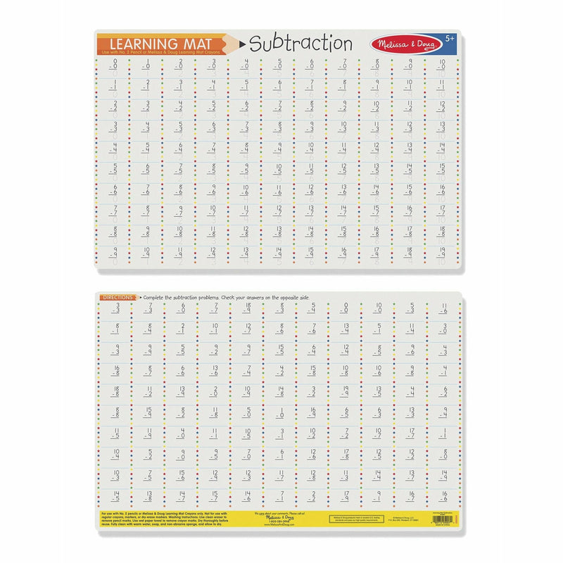 Beige Melissa & Doug  - Subtraction Write-A-Mat Kids Educational Games and Toys