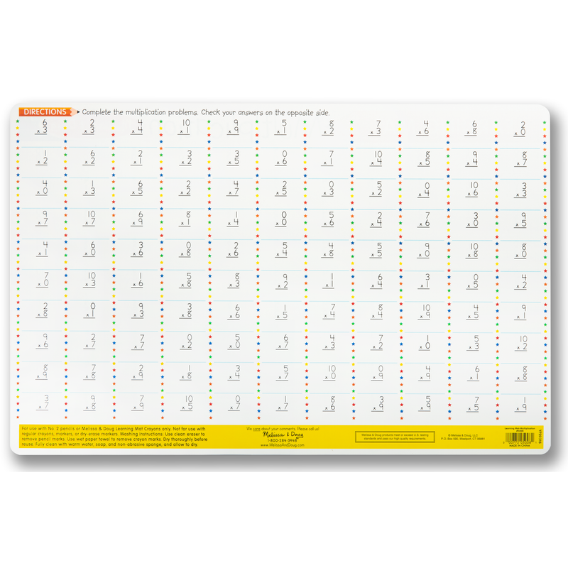 White Smoke Melissa & Doug  - Multiplication Write-A-Mat Kids Educational Games and Toys