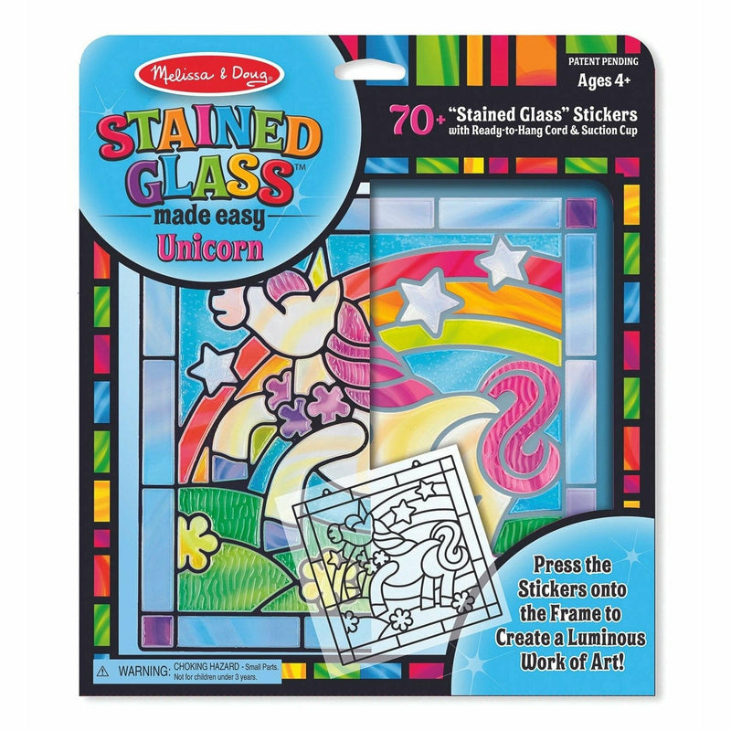 Sky Blue Melissa & Doug  - Stained Glass Made Easy - Unicorn Kids Art and Craft