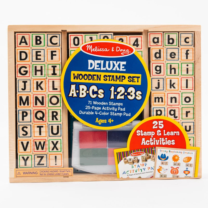 Antique White Melissa & Doug - Deluxe Wooden ABC-123 Stamp Set Kids Craft Kits