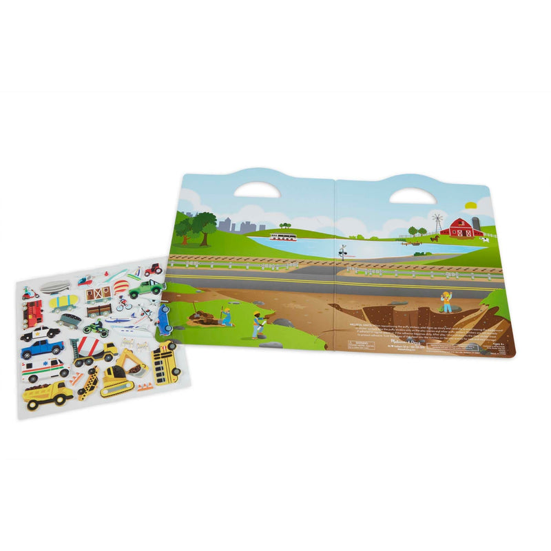 Olive Drab Melissa & Doug  - Reusable Puffy Sticker Play Set - Vehicles Kids Activity Books