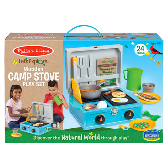 Gray Melissa & Doug Let's Explore - Wooden Camp Stove Play Set Kids Educational Games and Toys