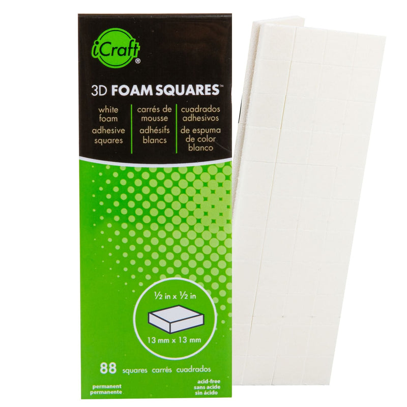 Olive Drab iCraft 3D Foam Squares-White 1.25cm 88/Pkg Paper Craft Adhesives