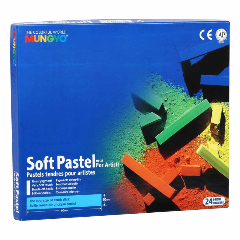 Royal Blue Mungyo Square Soft Pastels Full Size Set of 24 Pastels & Charcoal
