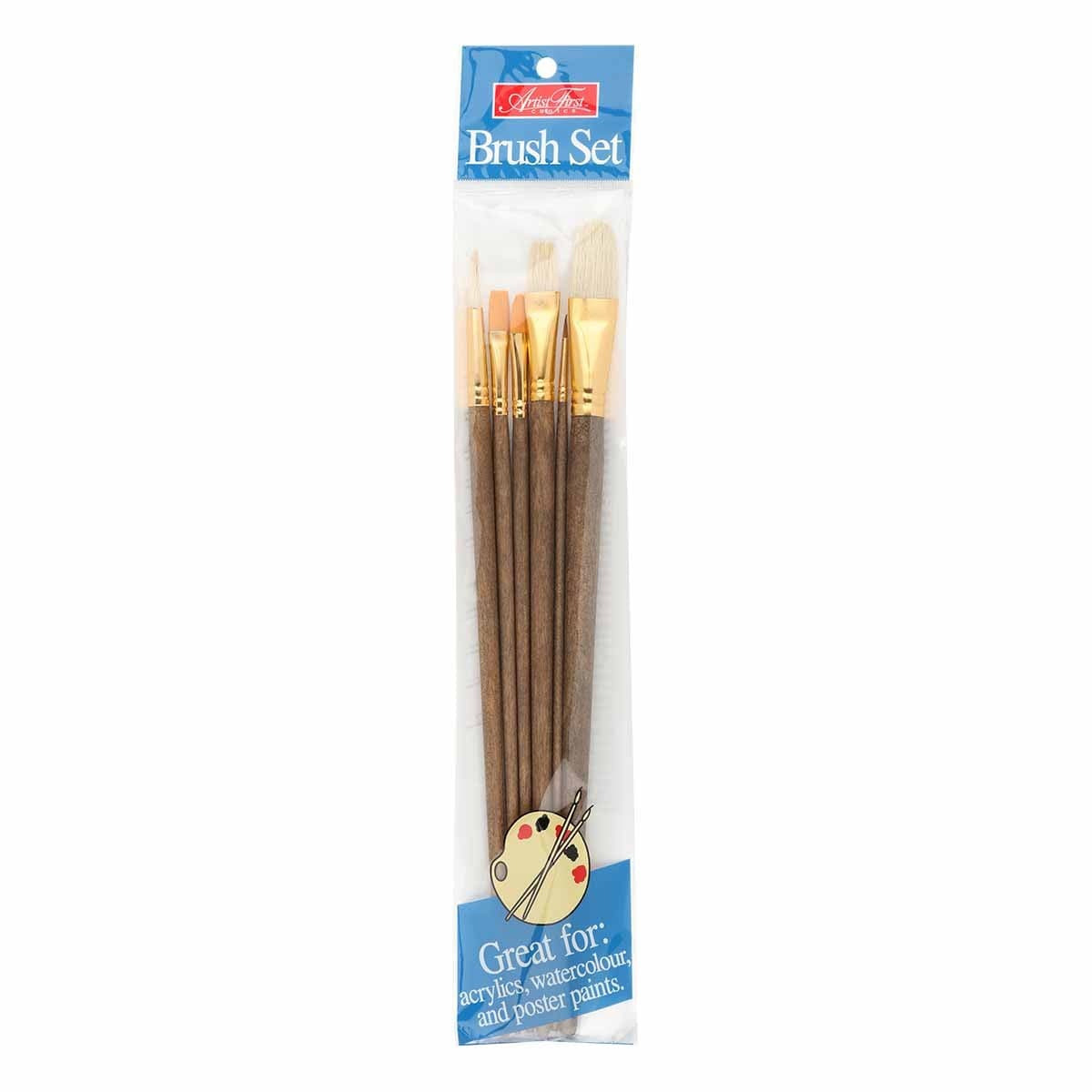 Dark Olive Green Artist First Choice Sable Bristle Taklon Brush Set 6 Pieces Taklon and Synthetic Brushes