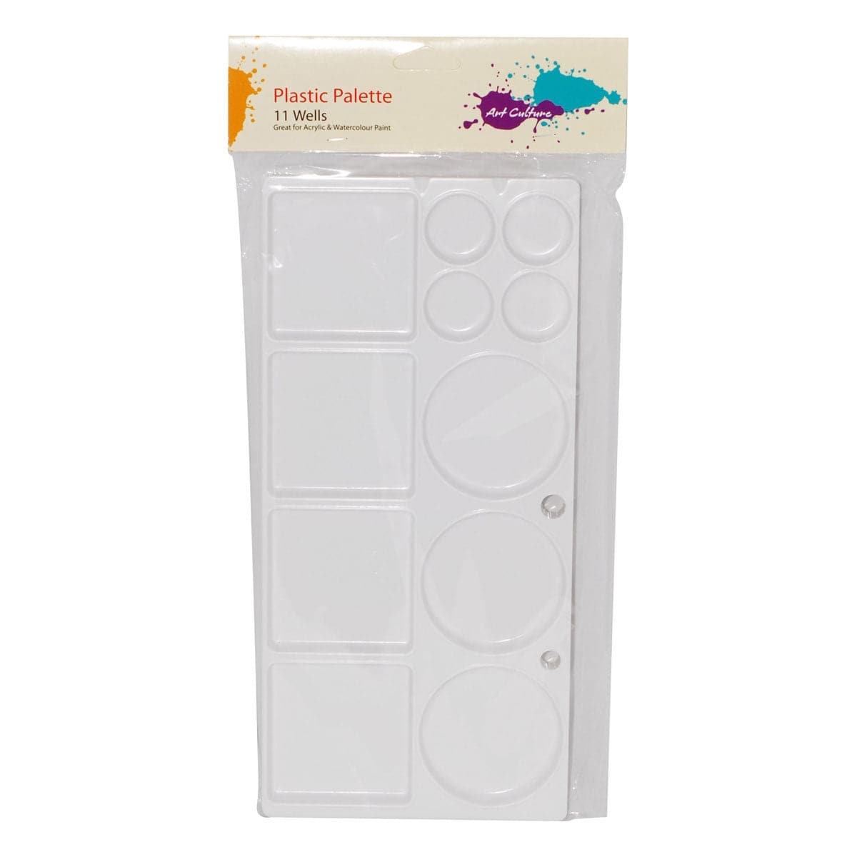 Light Gray Art Culture Oblong Plastic Palette 11 Wells Paint Palettes