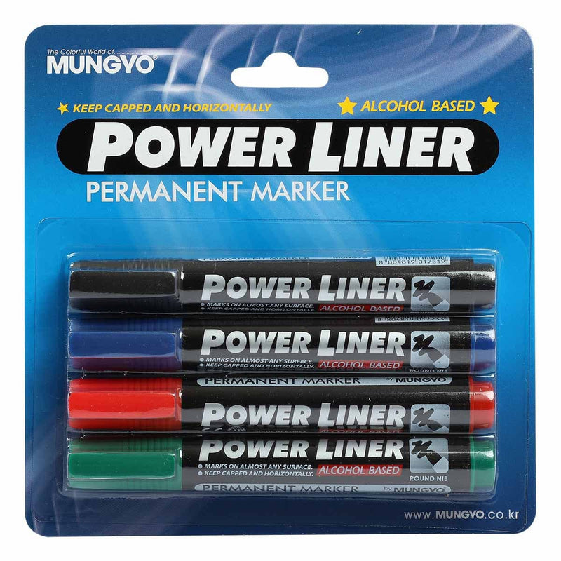 Steel Blue Mungyo Permanent Marker 4 Pack Pens and Markers