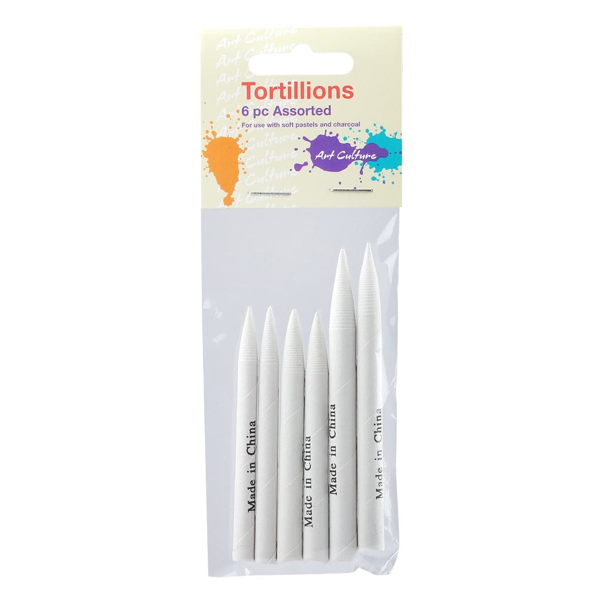 Light Gray Art Culture Tortillions Assorted Sizes 6 Pieces Pastels & Charcoal