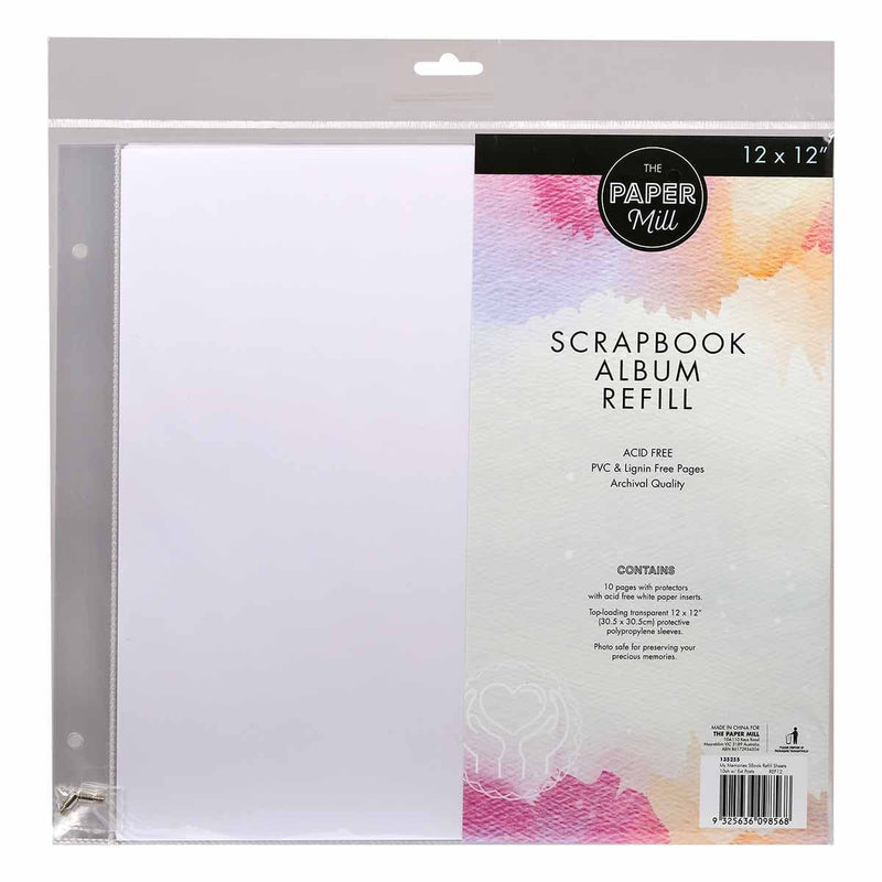 Light Gray The Paper Mill Scrapbook Refill Sheets Pack Of 10 Sheets With Extension Pots Albums