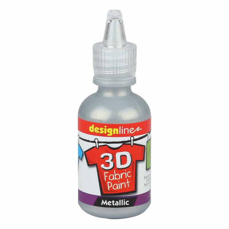 Orange Red Design Line 3D Fabric Paint Sterling Silver 29.5ml Fabric Paints and Dyes