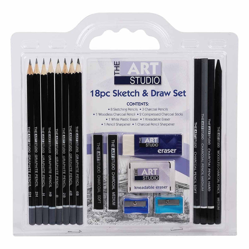 Gray The Art Studio Artist Sketch & Draw Set (18 Pieces) Pencils