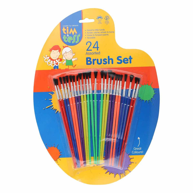 Royal Blue Tim & Tess Assorted Brushes (24 Pieces) Kids Painting Acccessories