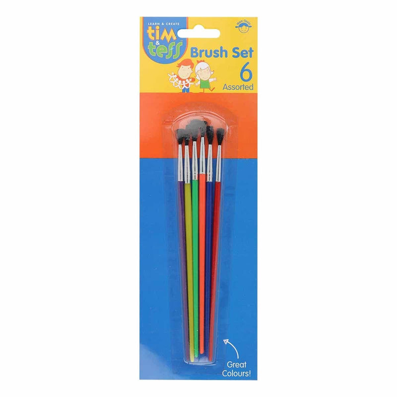 Steel Blue Tim & Tess Assorted Brushes (6 Pieces) Kids Painting Acccessories