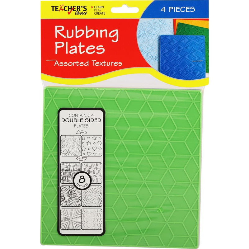 Yellow Green Teacher's Choice Texture Rubbing Plates 4 Pieces Assorted Colours Educational / Learning