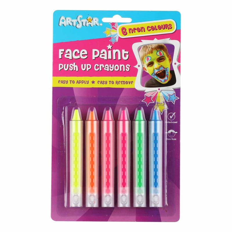 Snow Art Star Face Paint Push Up Crayons 6pc - Neon Face Paints