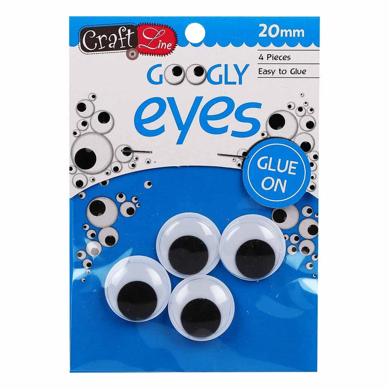 Dark Cyan Craft Line Glue On Googly Eyes 20mm 4 Pieces Googly Eyes