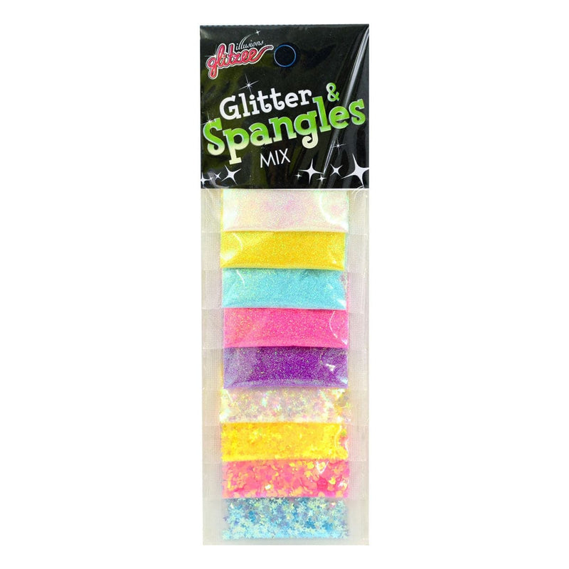 Hot Pink Illusions Glitzee Glitter & Spangles Mix 9 x 13g Pack Glitter
