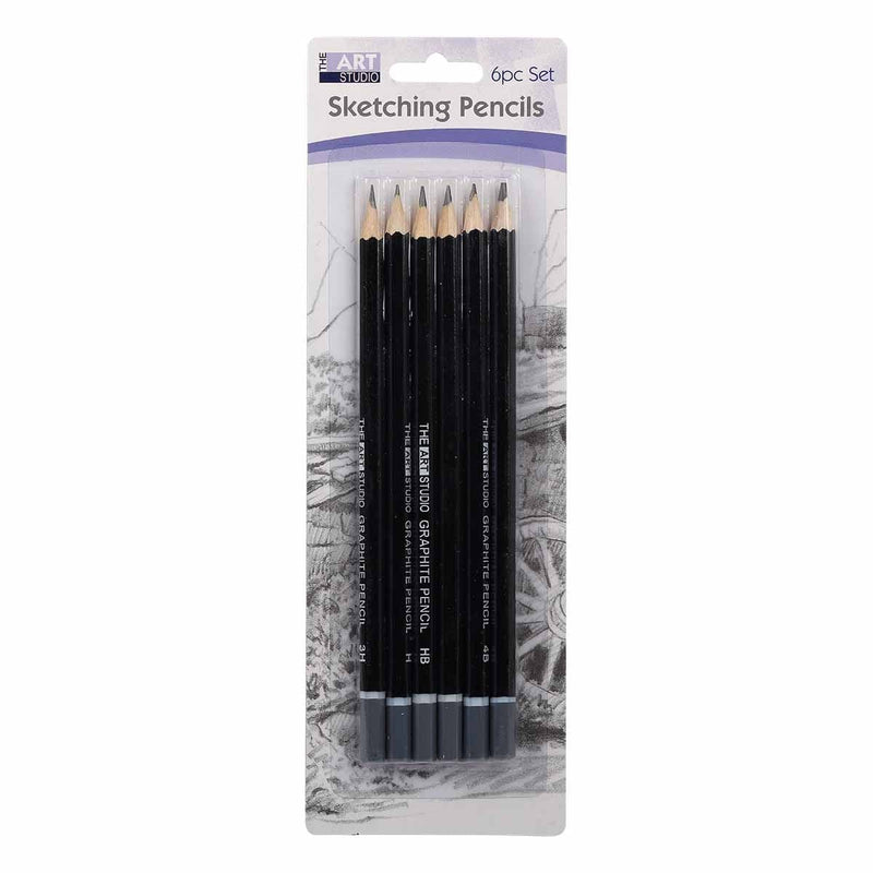 Black The Art Studio Sketching Pencil Set 3H-6B (6 Pieces) Drawing and Sketching Sets