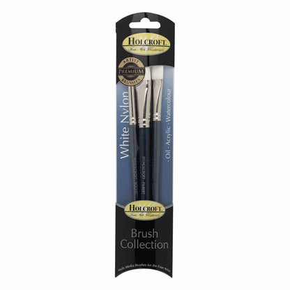 Dim Gray Holcroft Oil, Acrylic & Watercolour Brush Set White 3 Pack Taklon and Synthetic Brushes