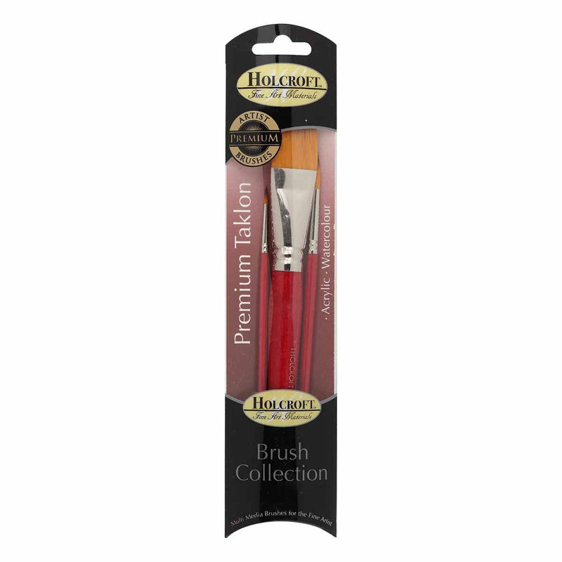 Sienna Holcroft Premium Taklon Acrylic & Watercolour 3 Piece Set Brushes