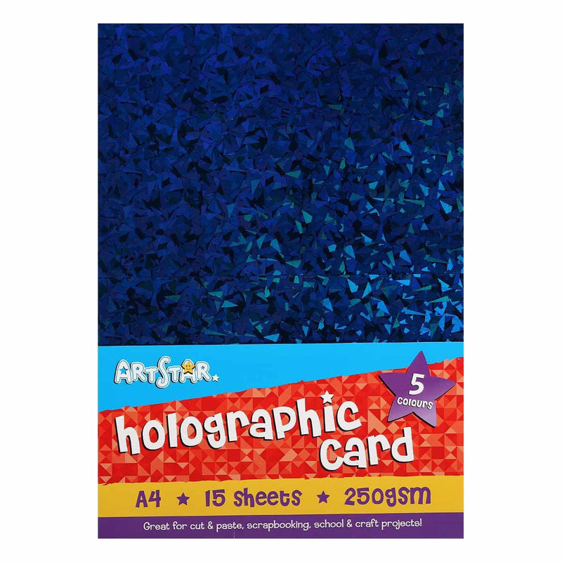 Midnight Blue Art Star A4 250gsm Holographic Card Assorted Colours 15 Sheets Kids Paper and Pads