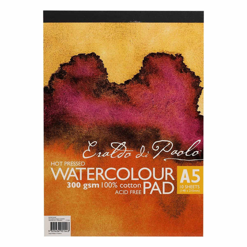 Brown Eraldo Di Paolo A5 Watercolour Pad Hot Pressed 300gsm 10 Sheets Pads