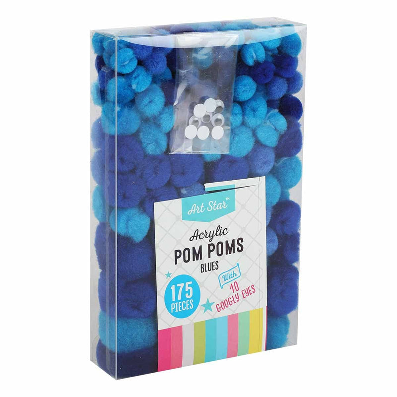 Dark Slate Blue Art Star Acrylic Pom Poms Blues Assorted Sizes 175 Pieces Pom Pom