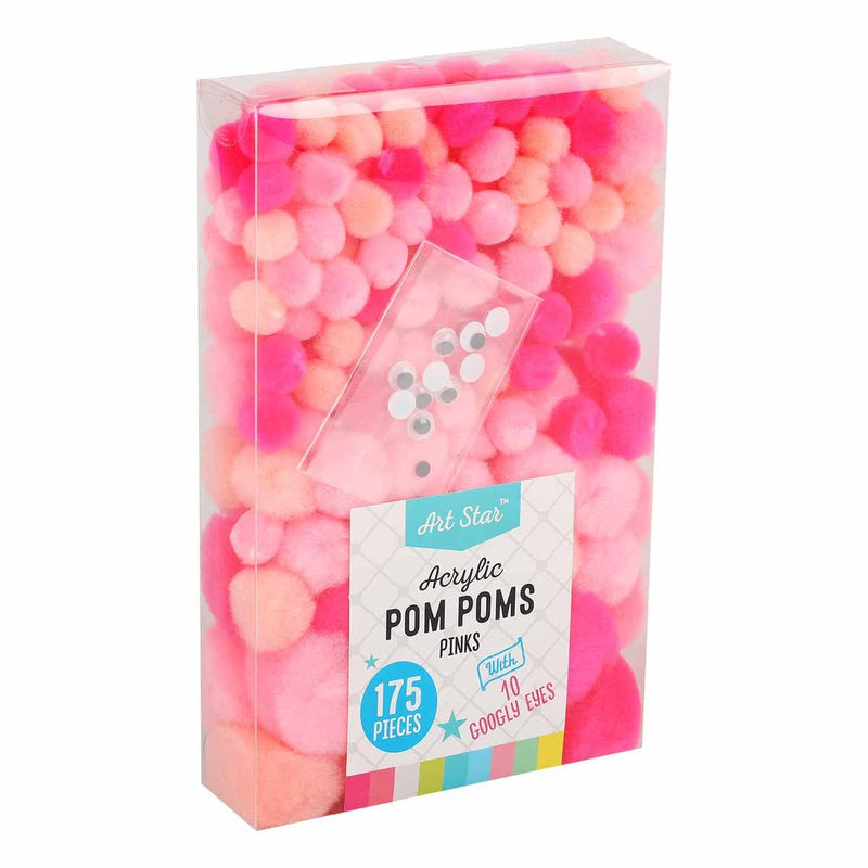 Light Pink Art Star Acrylic Pom Poms Pinks Assorted Sizes 175 Pieces Pom Pom