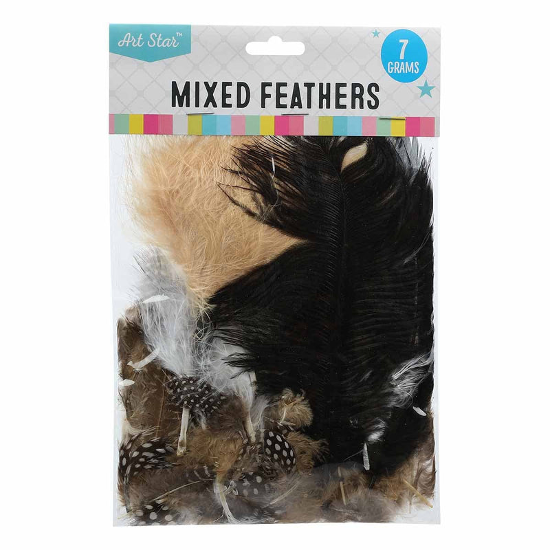 Black Art Star Mixed Feathers Assorted Colours 7g Feathers
