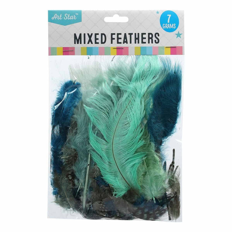 Cadet Blue Art Star Mixed Feathers Assorted Colours 7g Feathers