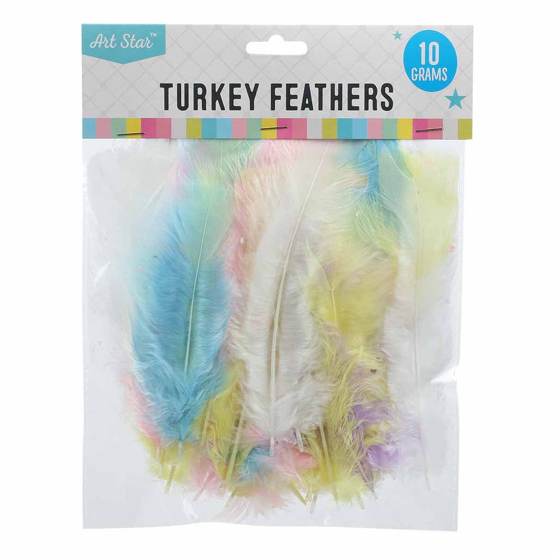 Tan Art Star Turkey Feathers Pastel Colours 10g Feathers